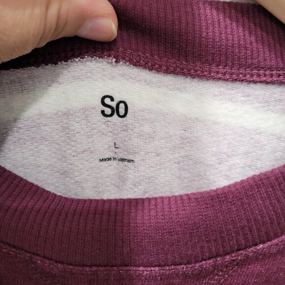Womens SO Striped Plum & White Crewneck Soft Sweatshirt Size L - Picture 4 of 11